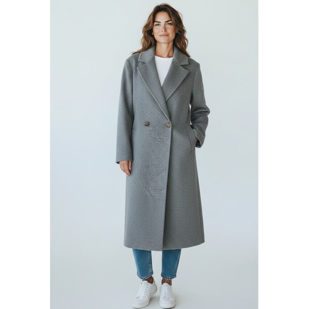 FLEURETTE Women's Double Breasted Wool Coat Size 10 In Tan